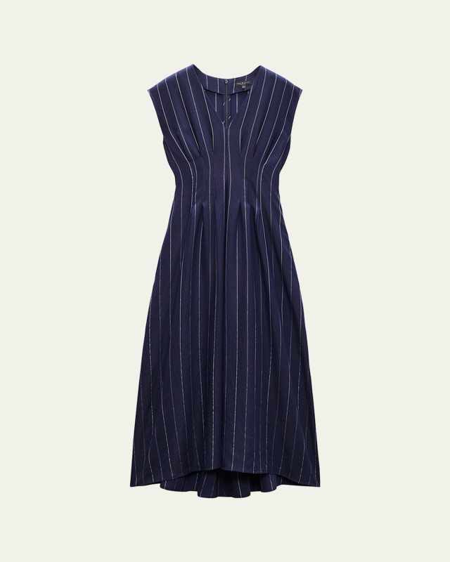 Ines Pinstripe A-Line Maxi Dress
